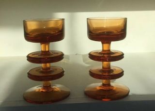 A Wedgwood Sheringham Glass Disk Candlesticks By Ronald Stennet - Wilson