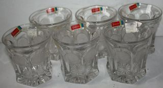 Set 6 Fostoria Coin Glass Tumbler Water Glasses 8 Oz Stickered Tumblers