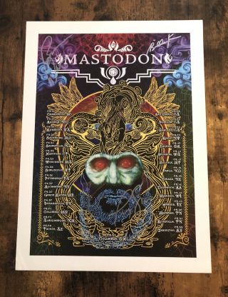 Mastodon Full Band Signed 2009 Us Tour Poster Vinyl Crack The Skye Slayer Ghost