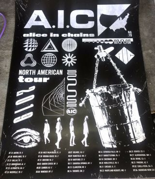 Alice In Chains Rainier Fog Tour 2019 Concert Poster Gig Art Black Grunge Show