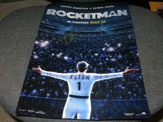 Taron Egerton Signed Rocketman Elton John Movie 11x17 Poster