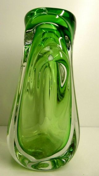 Murano Heavy Cased Art Glass Vase Mid Century Studio