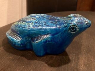 " Aldo Londi " 1970/80s " Flavia " Italian Ceramic Rimini Blue " Frog”