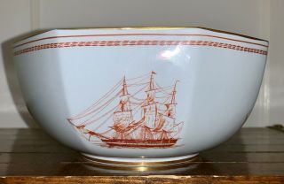 Vintage Spode Copeland Trade Winds Red Salad Serving Bowl Sailing Ships England