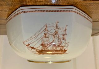 Vintage Spode Copeland Trade Winds Red Salad Serving Bowl Sailing Ships England 8
