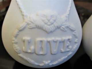 JONATHAN ADLER LOVE HATE APOTHECARY VASE PAIR White Bisque Finish Porcelain Jars 8