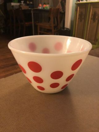 Vintage Fire King Polka Red Dot Mixing Bowl Small
