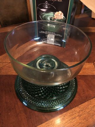Wexford Anchor Hocking Emerald Green Cake Plate & Punch Bowl 8