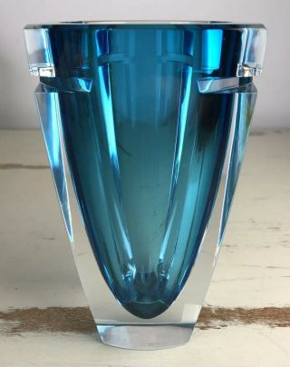 Waterford Crystal Sky Blue 7” Vase Has 2 Small Chips At Base