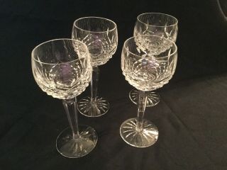 Waterford Crystal Lismore Set 4 Wine Hock Glasses 7.  5 Tall