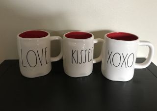 Rae Dunn By Magenta Valentines Mugs Set Of 4 Xoxo,  Love & Kisses