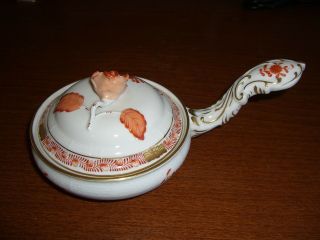 Very Rare Herend Chinese Bouquet Rust Aog Ramekin With Rose Lid Finial