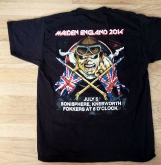 Iron Maiden Sonisphere 2014 Knebworth Tour T - Shirt Rare 3