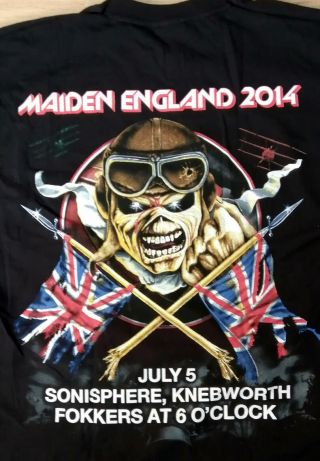 Iron Maiden Sonisphere 2014 Knebworth Tour T - Shirt Rare 5
