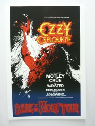 Ozzy Osbourne & Motley Crue 17x24 1984 Tour Poster Lithograph Poster