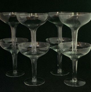 Vintage Hollow Stem Champagne Glasses Set Of 8 Euc Fast 5 - 1/4” Tall