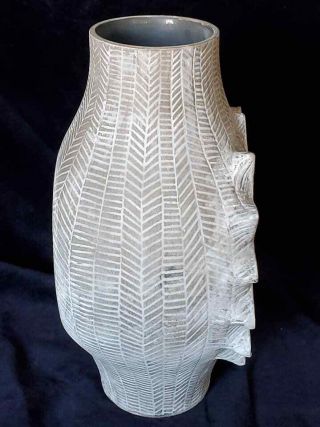 Vintage Jonathan Adler Studio Pottery Large Vase w Sun & Glaze Inserts 4