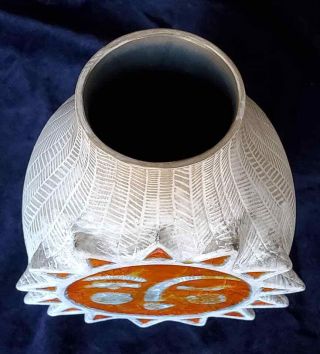 Vintage Jonathan Adler Studio Pottery Large Vase w Sun & Glaze Inserts 5
