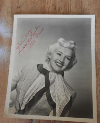 Vintage Autographed Photograph Betty Grable Movie Actress