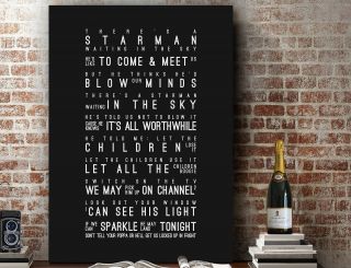 David Bowie Starman | Poster Word Wall Art Song Lyrics Print | Canvas Gift