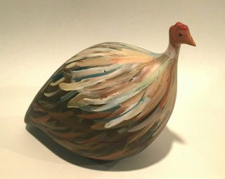Painted Heidi Caillard French Ceramic Guinea Hen Fowl La Pintade France Figurine