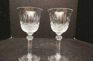 Set 2 St.  Louis Crystal Tommy Claret Wine Goblet Glass 6 " Tall Saint Pair Signed