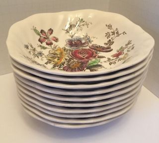 Set of 10 Vintage Johnson Brothers Sheraton Square Cereal Soup Salad Bowls 2