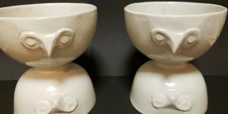 Pair Rare Mid - Century Owl Egg Cups Bennington Pottery David Gil Co - Op Design 5
