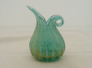 Vintage Murano Glass Italy Pitcher Jug Vase - Barovier & Toso? Cordonato