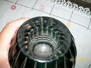Vintage Val St.  Lambert Green/Clear Cut Crystal Vase / 6 lbs & 8 