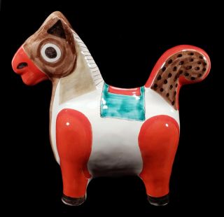 Mod Vintage Desimone Italy Italian Art Pottery Colorful Horse Bank Sculpture