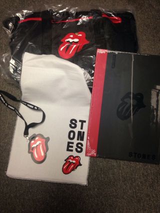 Rolling Stones 2019 No Filter Tour Vip Merch Package Tote Bag Badge & Lithograph