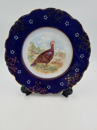 W P La Belle China Flow Blue Dinner Plate 10 " Antique Turkey Plate 1890’s