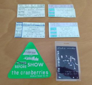 The Cranberries Vip Concert Backstage Pass Laminate & Ticket Stubs