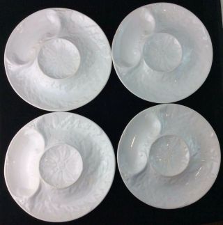 4 Williams Sonoma Covent White Artichoke Plates Ceramic Set