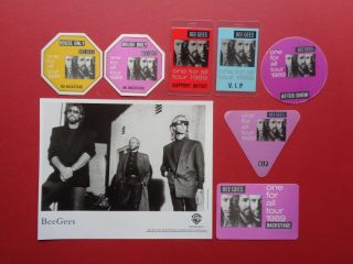 Bee Gees,  B/w Promo Photo,  7 Different Backstage Passes,  1989 Tour,  Originals
