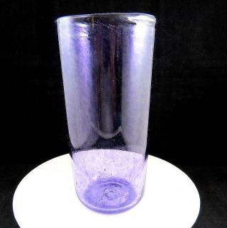 Hilltop Artists Studio Signed Art Glass Purple Mottled 9 3/8 " Cylinder Vase 2012