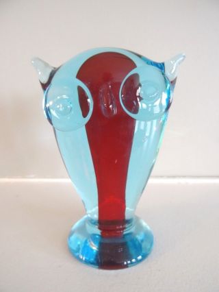 Htf Galliano Ferro Murano Art Glass Sommerso Owl Figurine