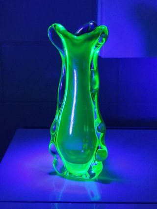 Stunning And Rare Murano Uranium Glass Vase From The 60s
