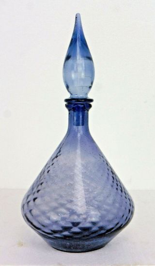 Rare Vintage Empoli Italian Art Glass Optic Glass Bottle Light Purple Amethist