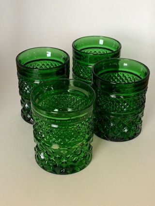 Forest Green Anchor Hocking Wexford Tumbler On The Rocks Set Of 4