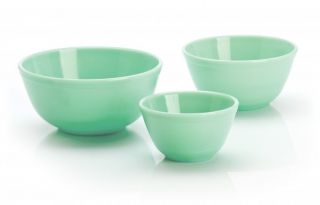 Mosser Jadeite Green Glass Nesting Mixing Bowls Set Of 3 - Factory