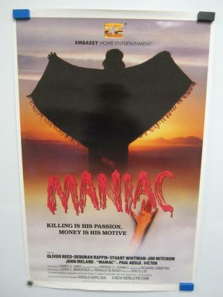 Maniac Cult Classic Horror Oliver Reed Vintage Home Video Movie Poster