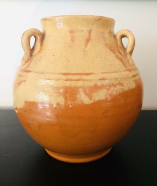 Jugtown Ware Pottery Salt Glaze North Carolina Sung Vase Orange Yellow