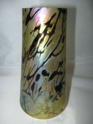 Antique Iridescent Art Glass Vase Bohemian Loetz Kralik Era Arts & Crafts Shape