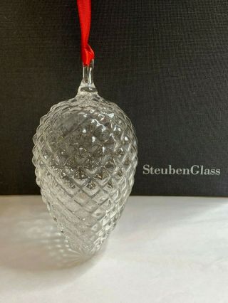 Steuben Glass - Pinecone Christmas Crystal Ornament, 6