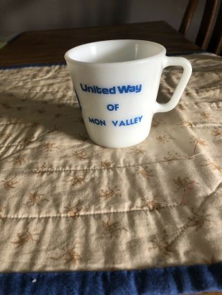 Pyrex 1410 D Handle Cup.  United Way Of Mon Valley.  “thanks To You Its Working”