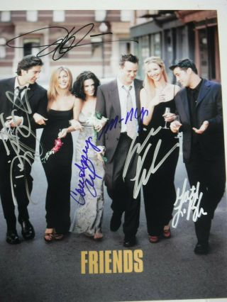 " Friends " Cast Signed By Six (6) Cox,  Aniston,  Schwimmer,  Etc.