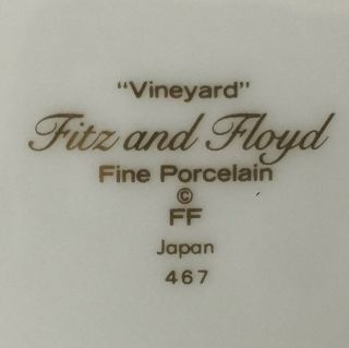 Set of 5 VTG Salad Plates by Fitz and Floyd Vineyard Cloisonné Porcelain Japan 8