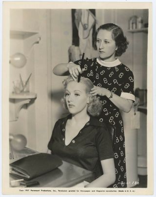 Vintage 1937 Betty Grable With Hair Stylist Unique Behind The Scenes Photograph